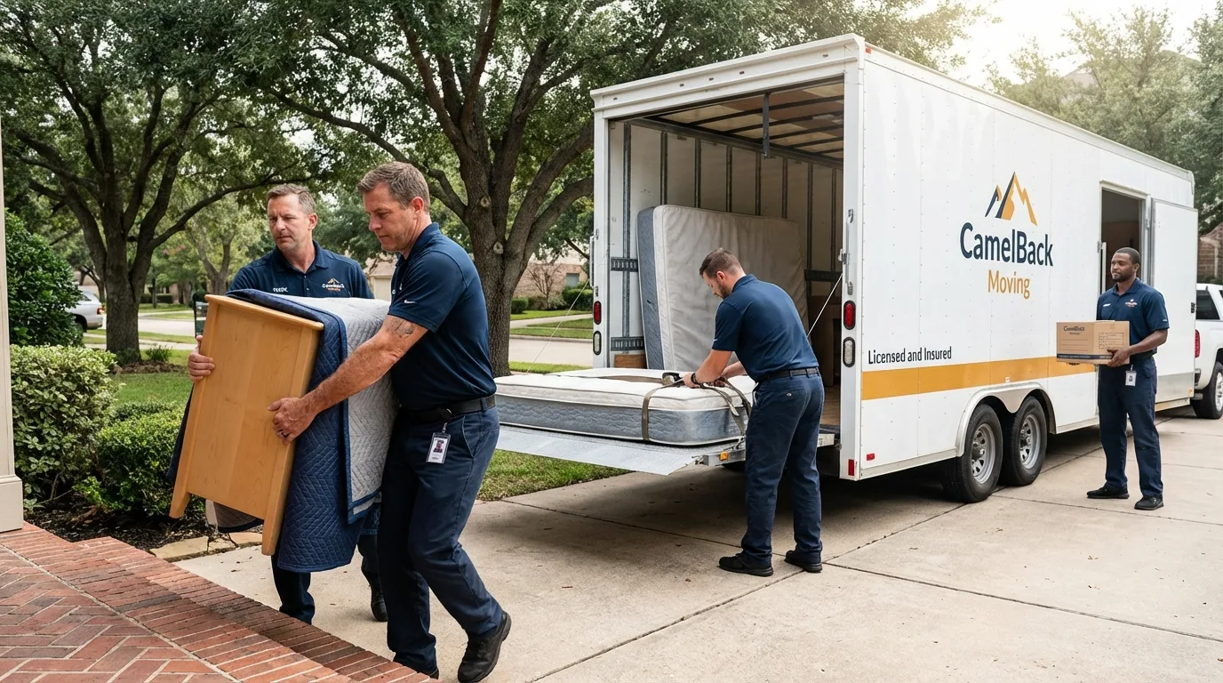 Crew loading residential truck for cross-state move from Salina, KS